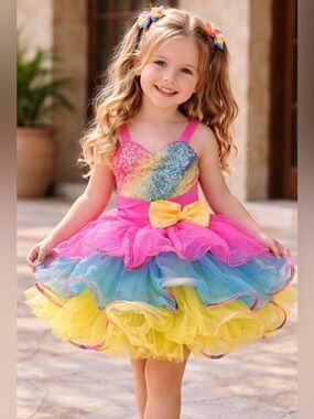 Weissman Sparkling Pink and Blue Kids Dance Costume